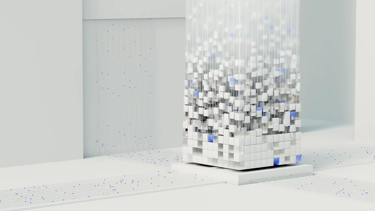 Cómo usar Claude para analizar documentos: de resúmenes inút... — Abstract 3D render visualizing artificial intelligence and neural networks in di